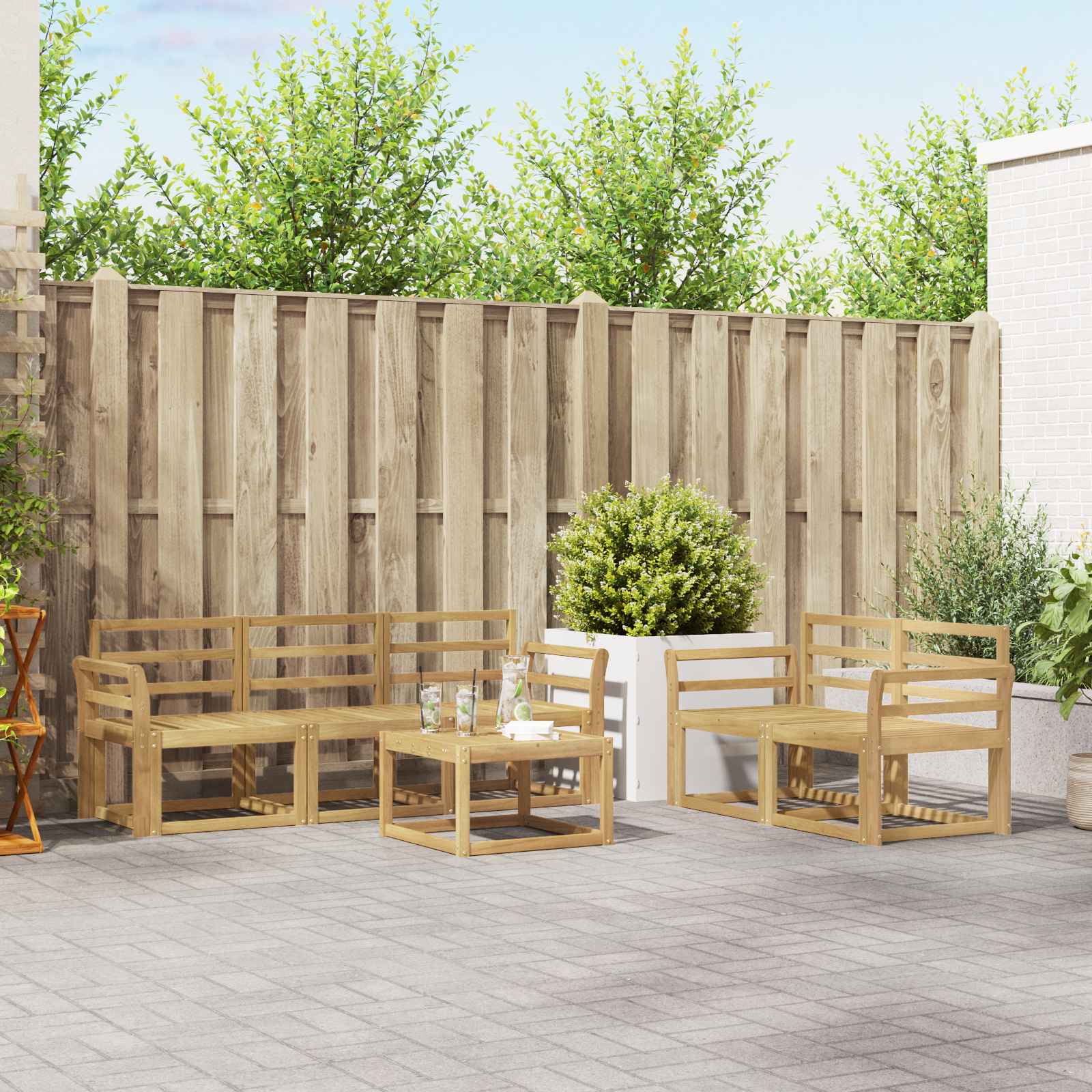 Σειρά Καναπέ Εξωτερικού 6 pcs Λευκό 59 x 59 x 37 εκ
