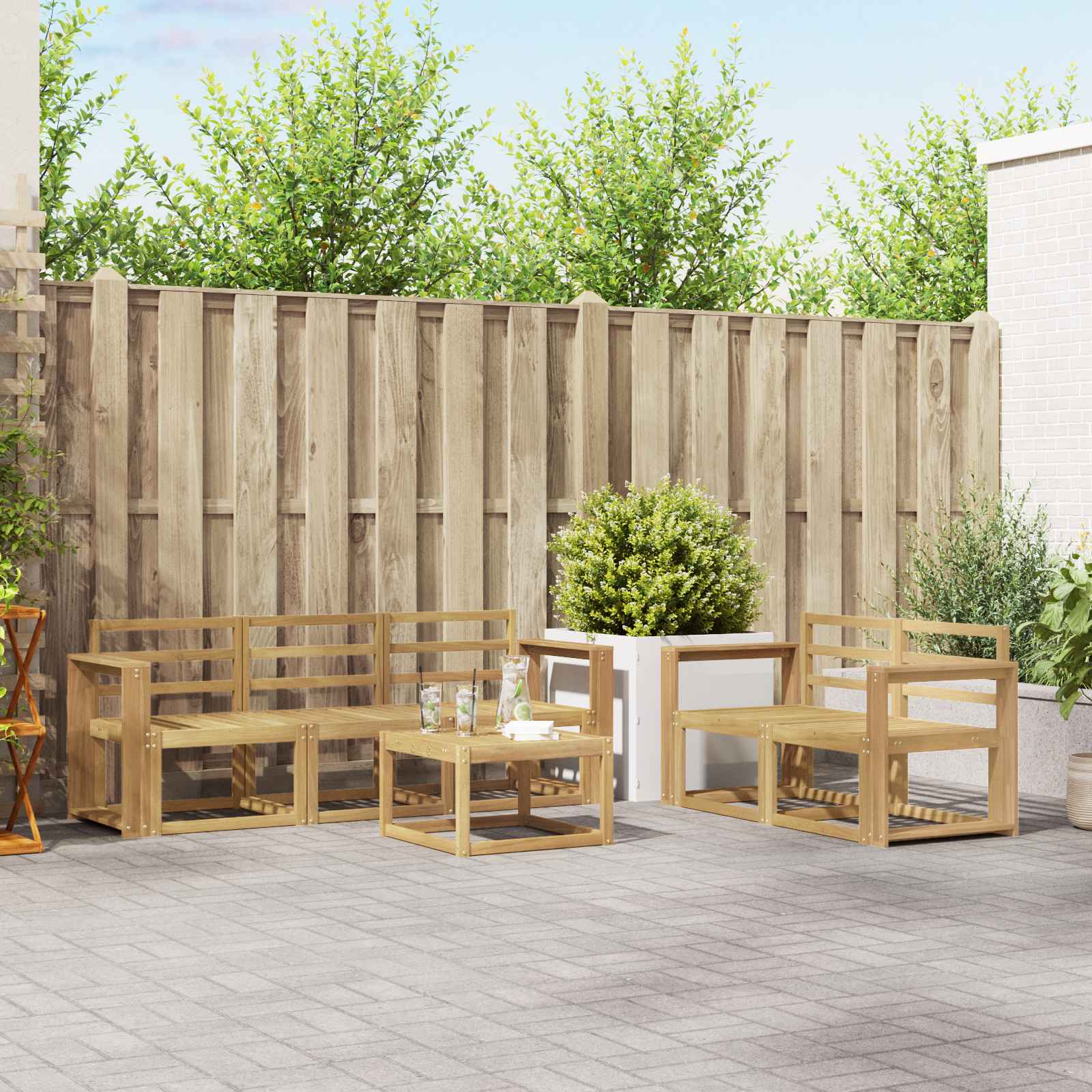 Σειρά Καναπέ Εξωτερικού 6 pcs Λευκό 59 x 59 x 37 εκ