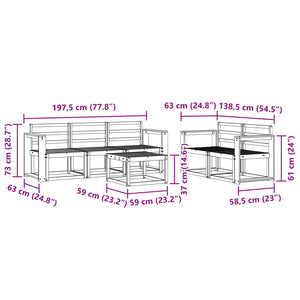 Σειρά Καναπέ Εξωτερικού 6 pcs Λευκό 59 x 59 x 37 εκ - Pakobazaar