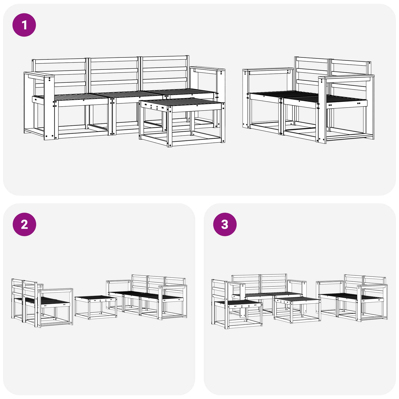 Σειρά Καναπέ Εξωτερικού 6 pcs Λευκό 59 x 59 x 37 εκ