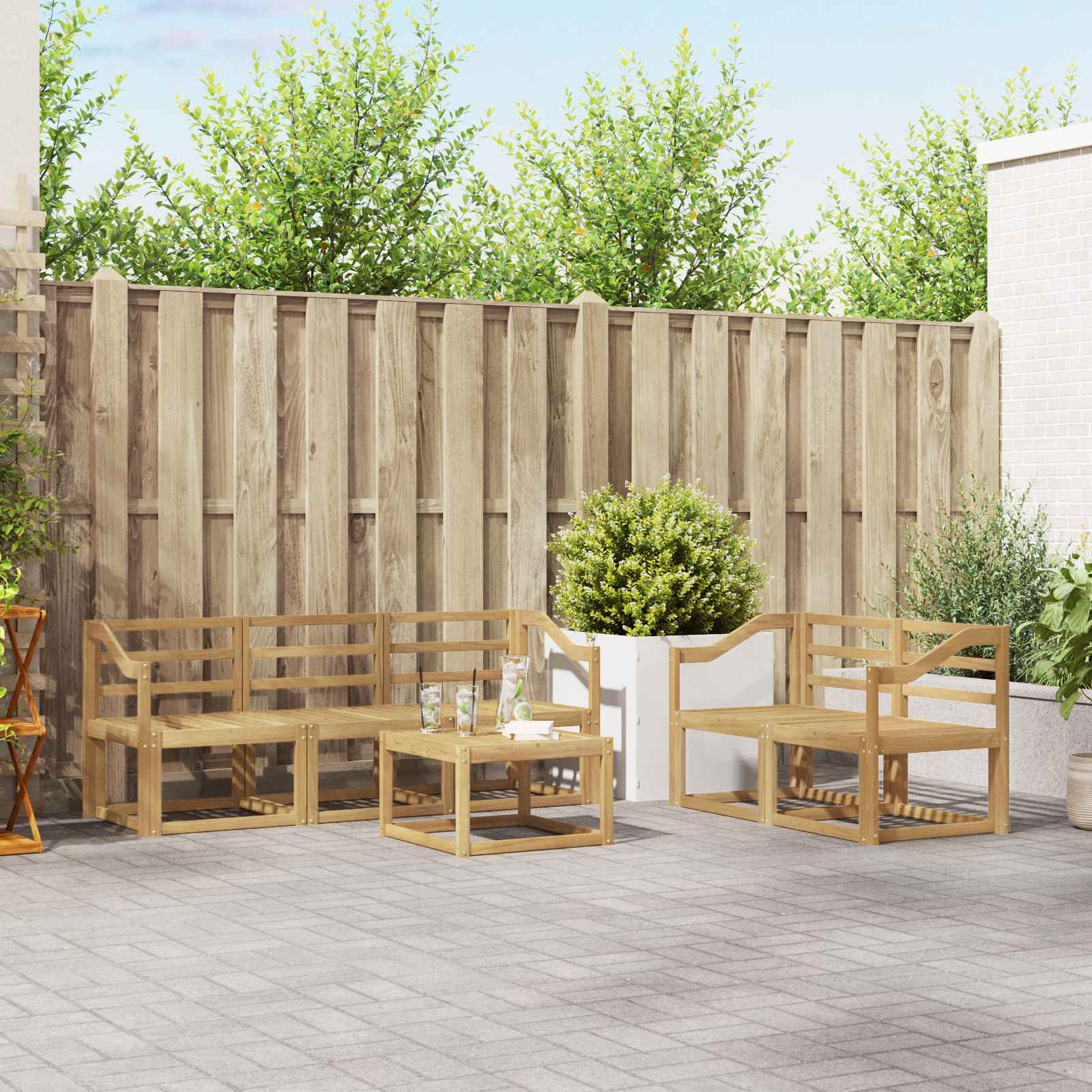Σειρά Καναπέ Εξωτερικού 6 pcs Λευκό 59 x 59 x 37 εκ