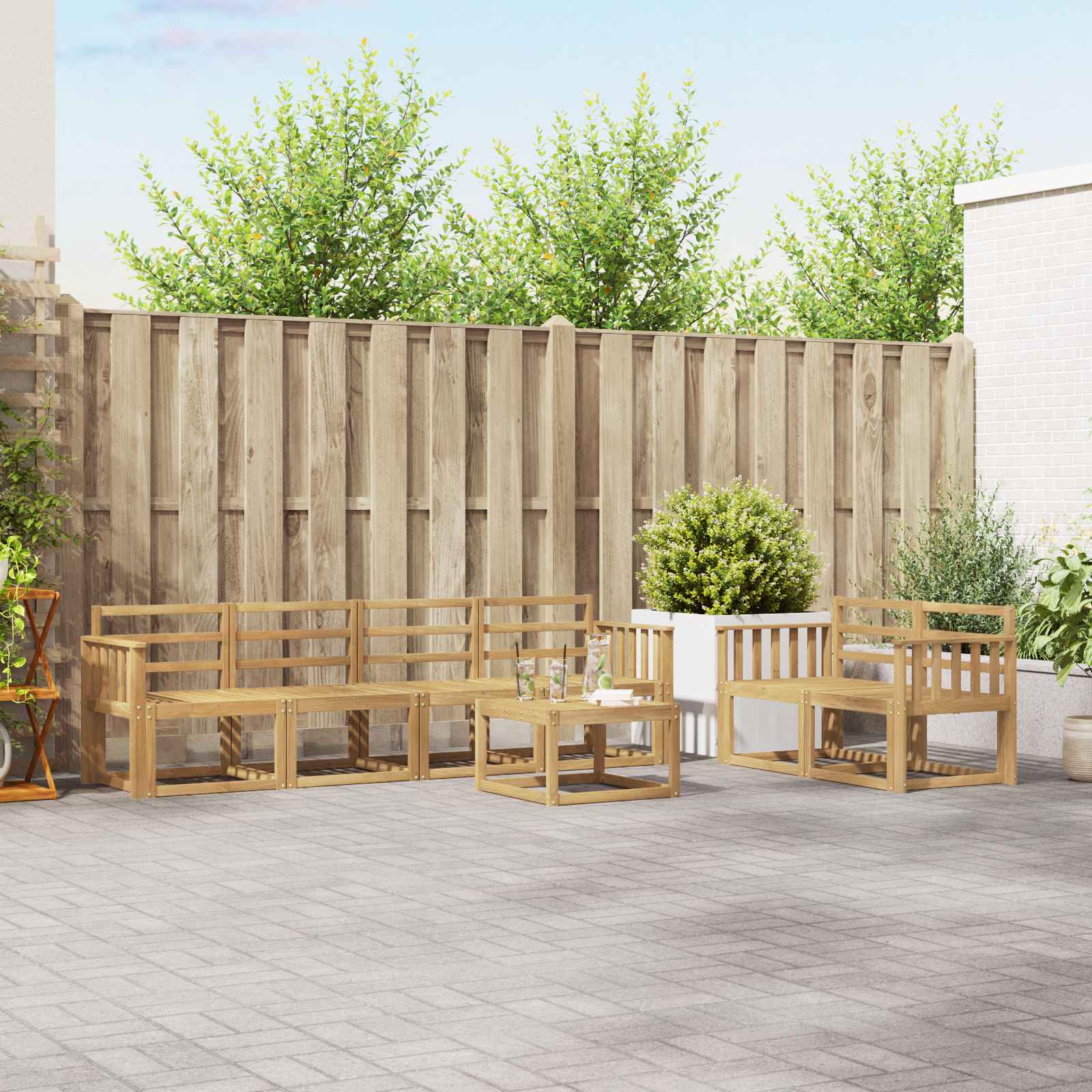 Σειρά Καναπέ Εξωτερικού 7 pcs Λευκό 59 x 59 x 37 εκ - Pakobazaar
