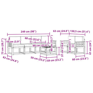 Σειρά Καναπέ Εξωτερικού με μαξιλάρι 7 pcs Άσπρο και Ανθρακί - Pakobazaar