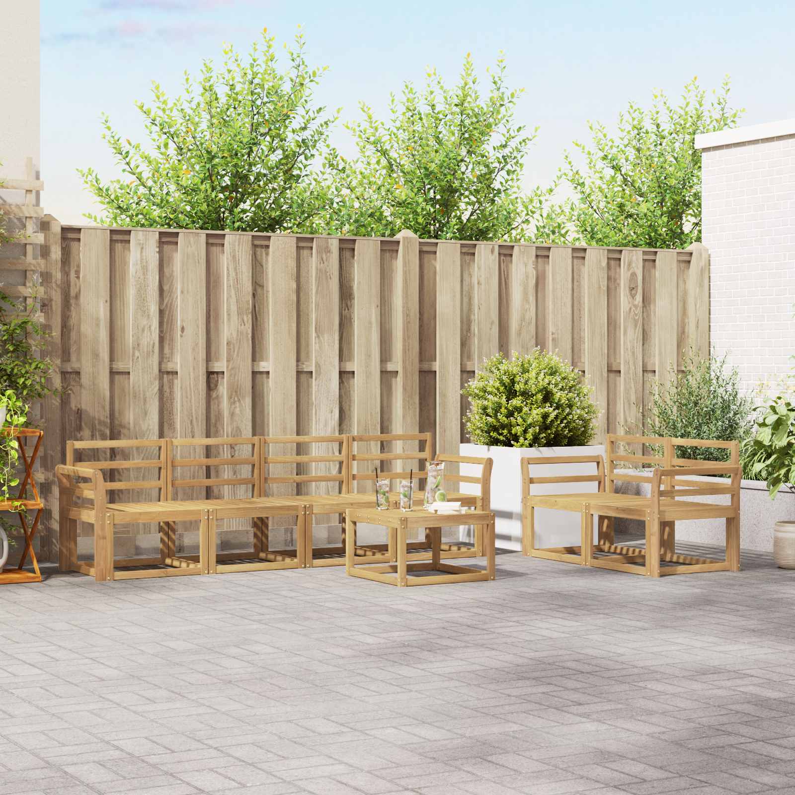 Σειρά Καναπέ Εξωτερικού 7 pcs Λευκό 59 x 59 x 37 εκ - Pakobazaar