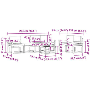 Σειρά Καναπέ Εξωτερικού με μαξιλάρι 7 pcs Άσπρο και Ανθρακί - Pakobazaar