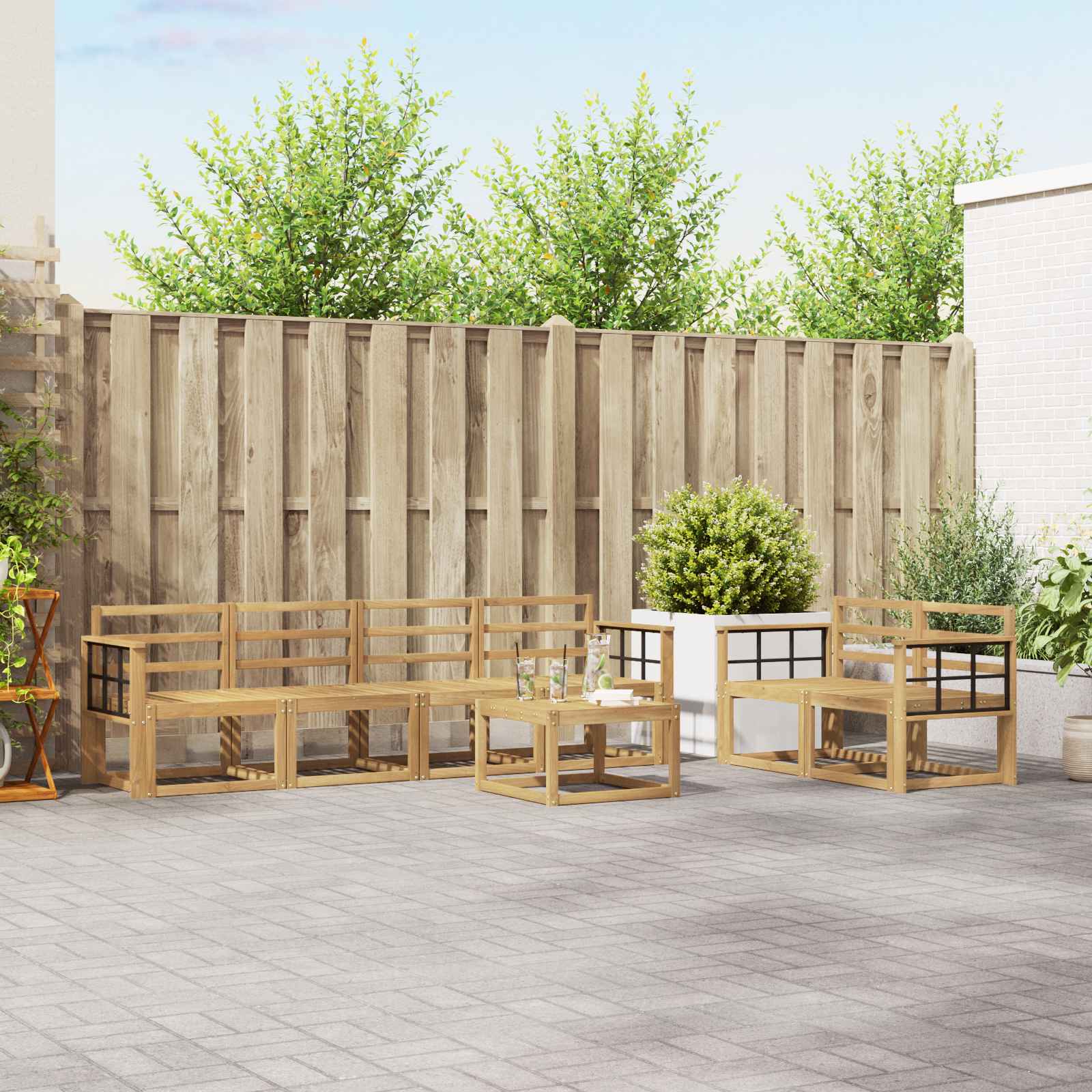 Σειρά Καναπέ Εξωτερικού 7 pcs Λευκό 59 x 59 x 37 εκ - Pakobazaar