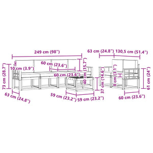 Σειρά Καναπέ Εξωτερικού με μαξιλάρι 7 pcs Λευκό και Μπεζ - Pakobazaar