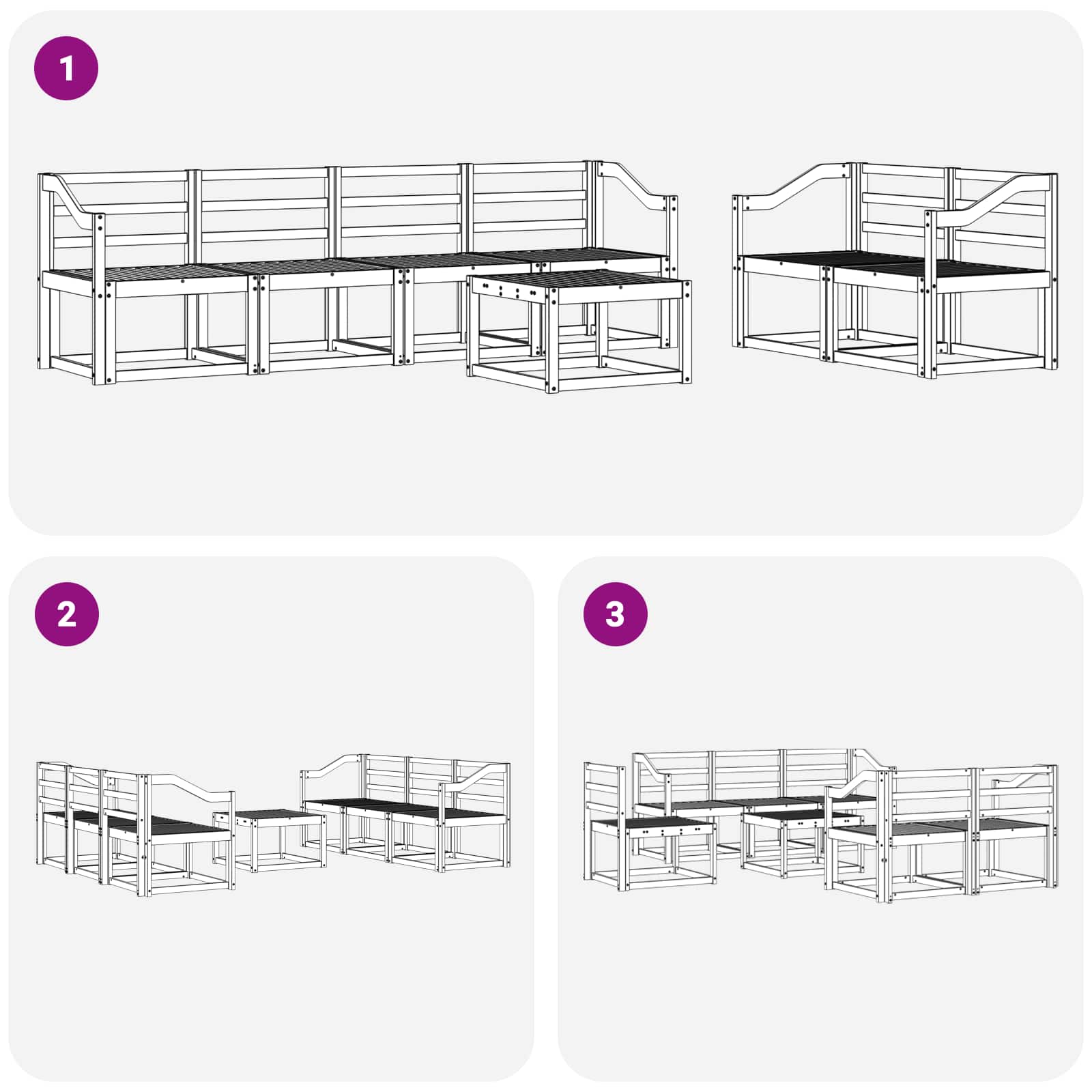 Σειρά Καναπέ Εξωτερικού 7 pcs Λευκό 59 x 59 x 37 εκ - Pakobazaar