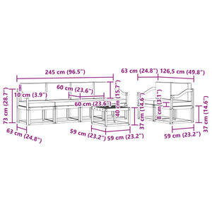 Σειρά Καναπέ Εξωτερικού με μαξιλάρι 7 pcs Λευκό και Κρεμ - Pakobazaar