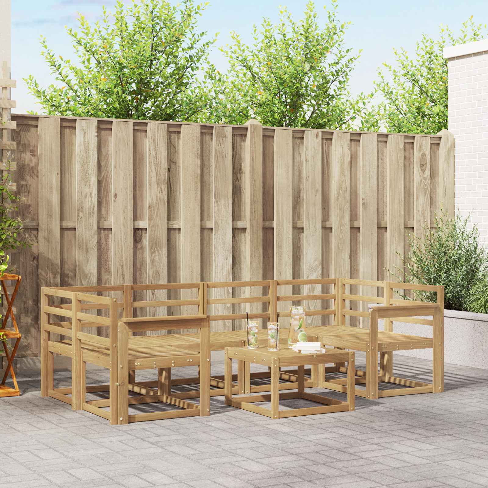 Σειρά Καναπέ Εξωτερικού 7 pcs Λευκό 59 x 59 x 37 εκ
