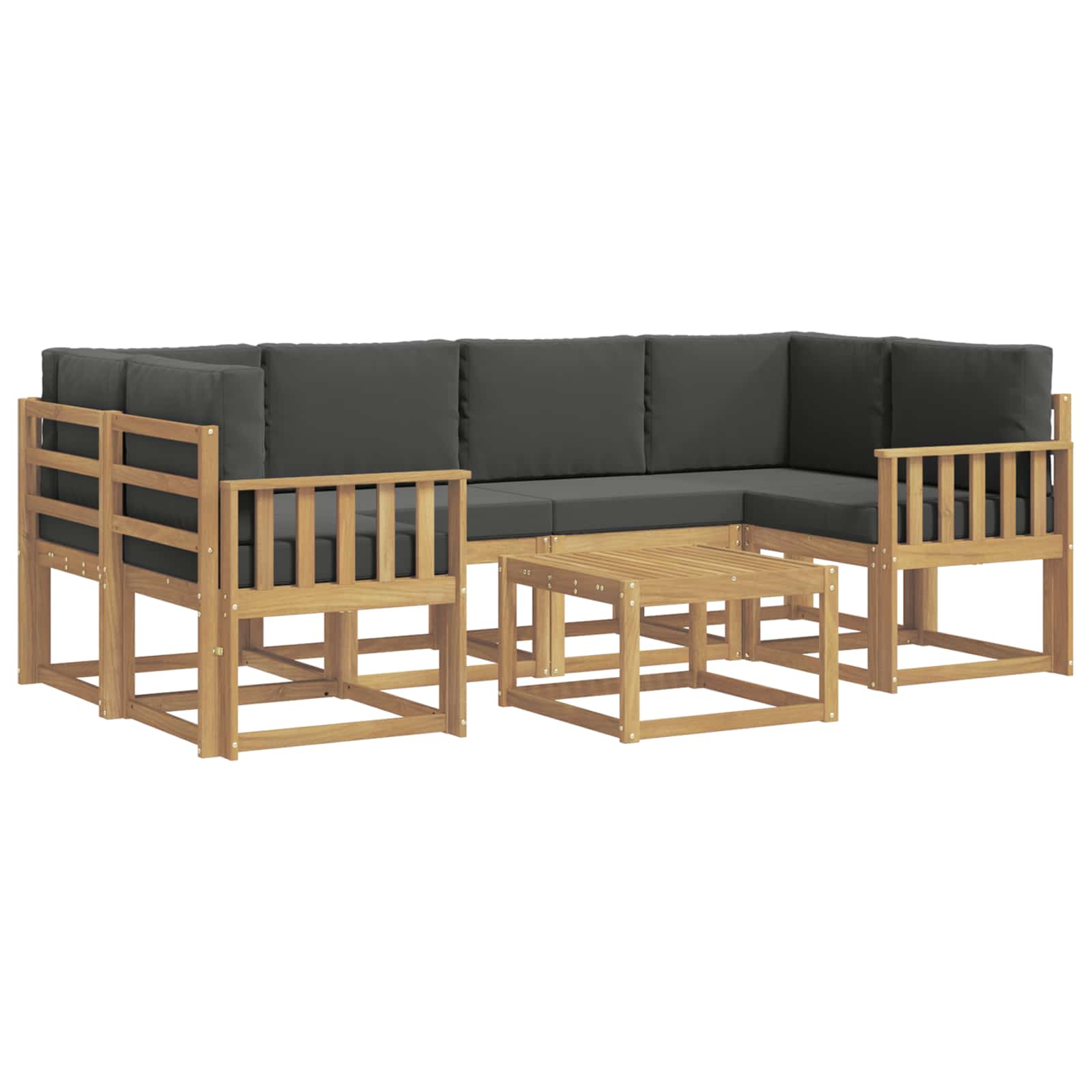 Σειρά Καναπέ Εξωτερικού με μαξιλάρι 7 pcs Άσπρο και Ανθρακί - Pakobazaar