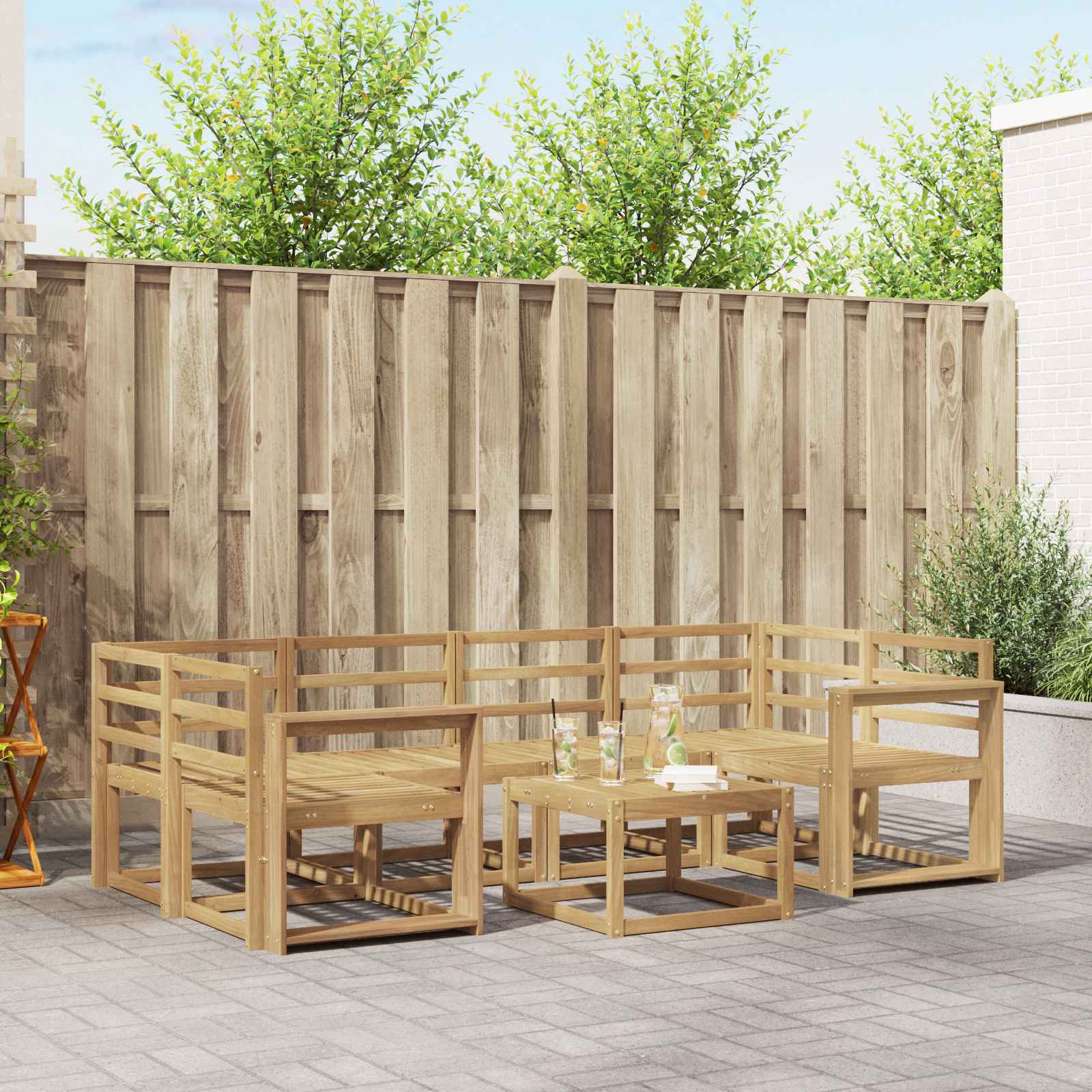 Σειρά Καναπέ Εξωτερικού 7 pcs Λευκό 59 x 59 x 37 εκ