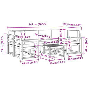Σειρά Καναπέ Εξωτερικού με μαξιλάρι 7 pcs Λευκό και Κρεμ - Pakobazaar