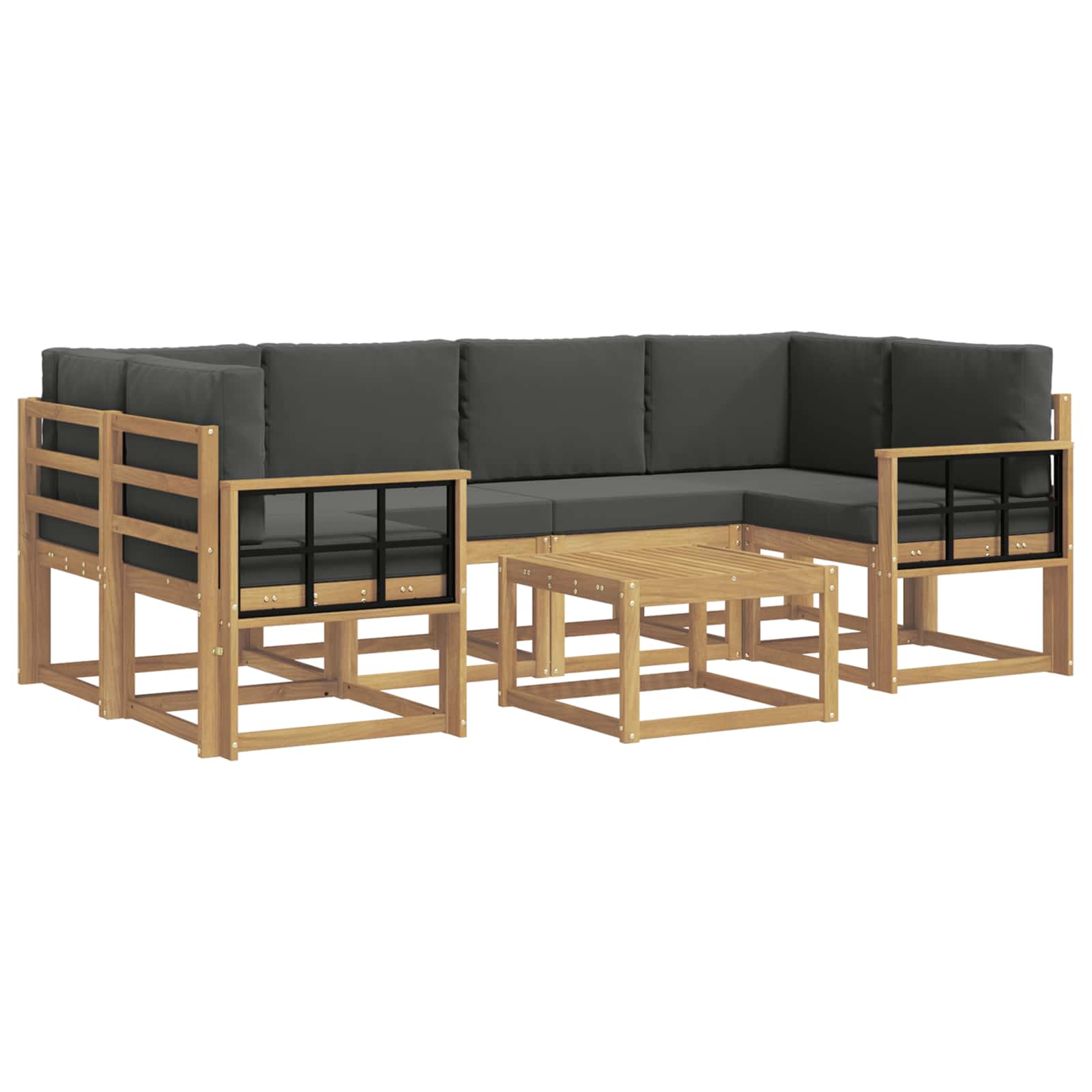 Σειρά Καναπέ Εξωτερικού με μαξιλάρι 7 pcs Άσπρο και Ανθρακί - Pakobazaar
