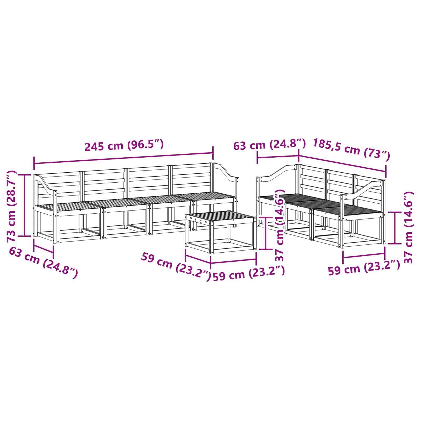 Σειρά Καναπέ Εξωτερικού 8 pcs Λευκό 59 x 59 x 37 εκ