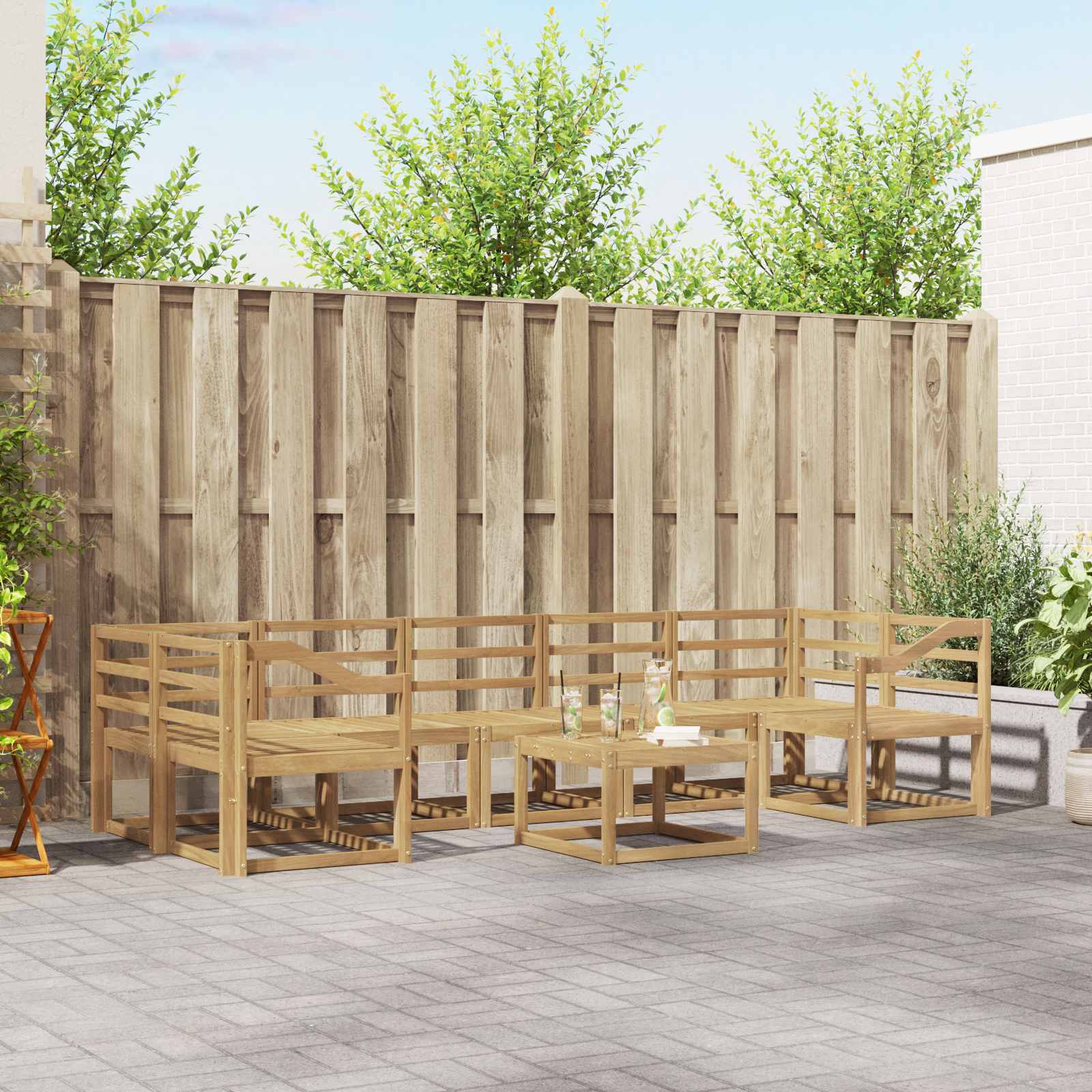 Σειρά Καναπέ Εξωτερικού 8 pcs Λευκό 59 x 59 x 37 εκ