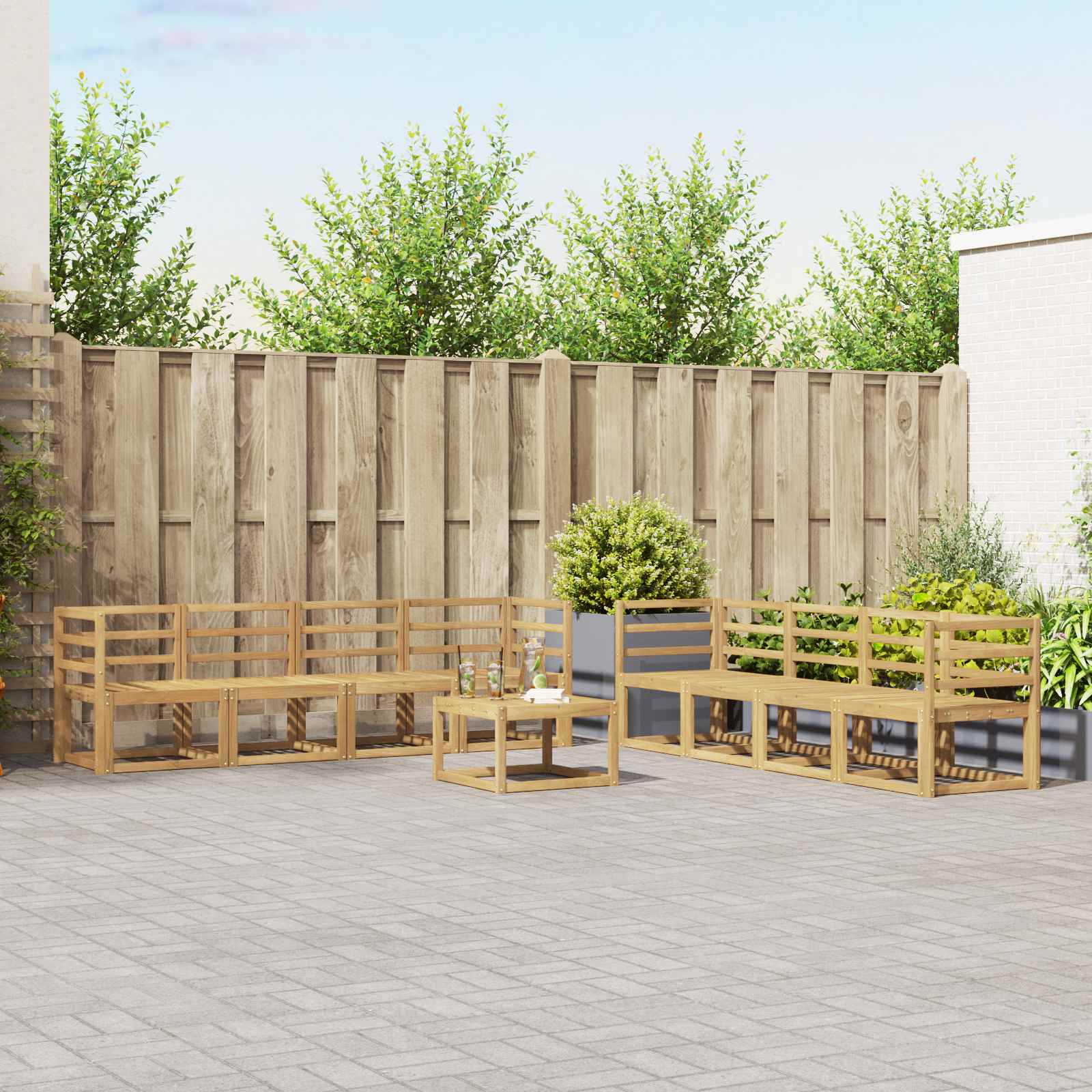 Σειρά Καναπέ Εξωτερικού 9 pcs Λευκό 59 x 59 x 37 εκ - Pakobazaar