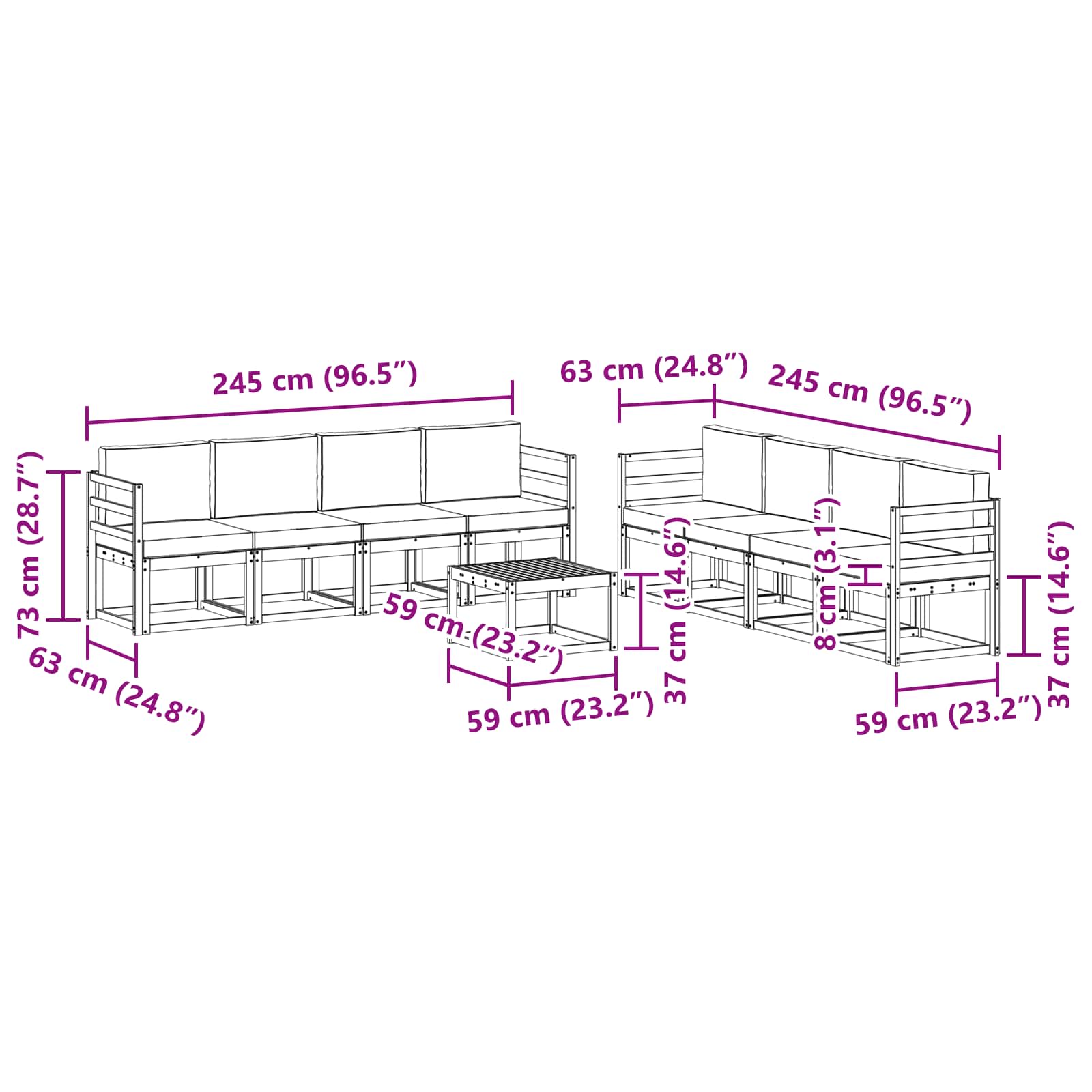 Σειρά Καναπέ Εξωτερικού με μαξιλάρι 9 pcs Λευκό και Κρεμ - Pakobazaar