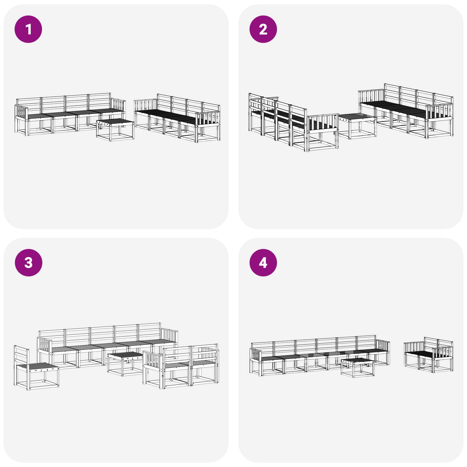 Σειρά Καναπέ Εξωτερικού 9 pcs Λευκό 59 x 59 x 37 εκ - Pakobazaar