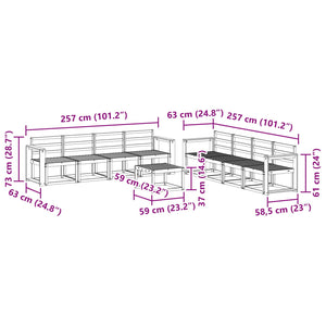 Σειρά Καναπέ Εξωτερικού 9 pcs Λευκό 59 x 59 x 37 εκ - Pakobazaar