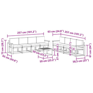 Σειρά Καναπέ Εξωτερικού με μαξιλάρι 9 pcs Λευκό και Κρεμ - Pakobazaar