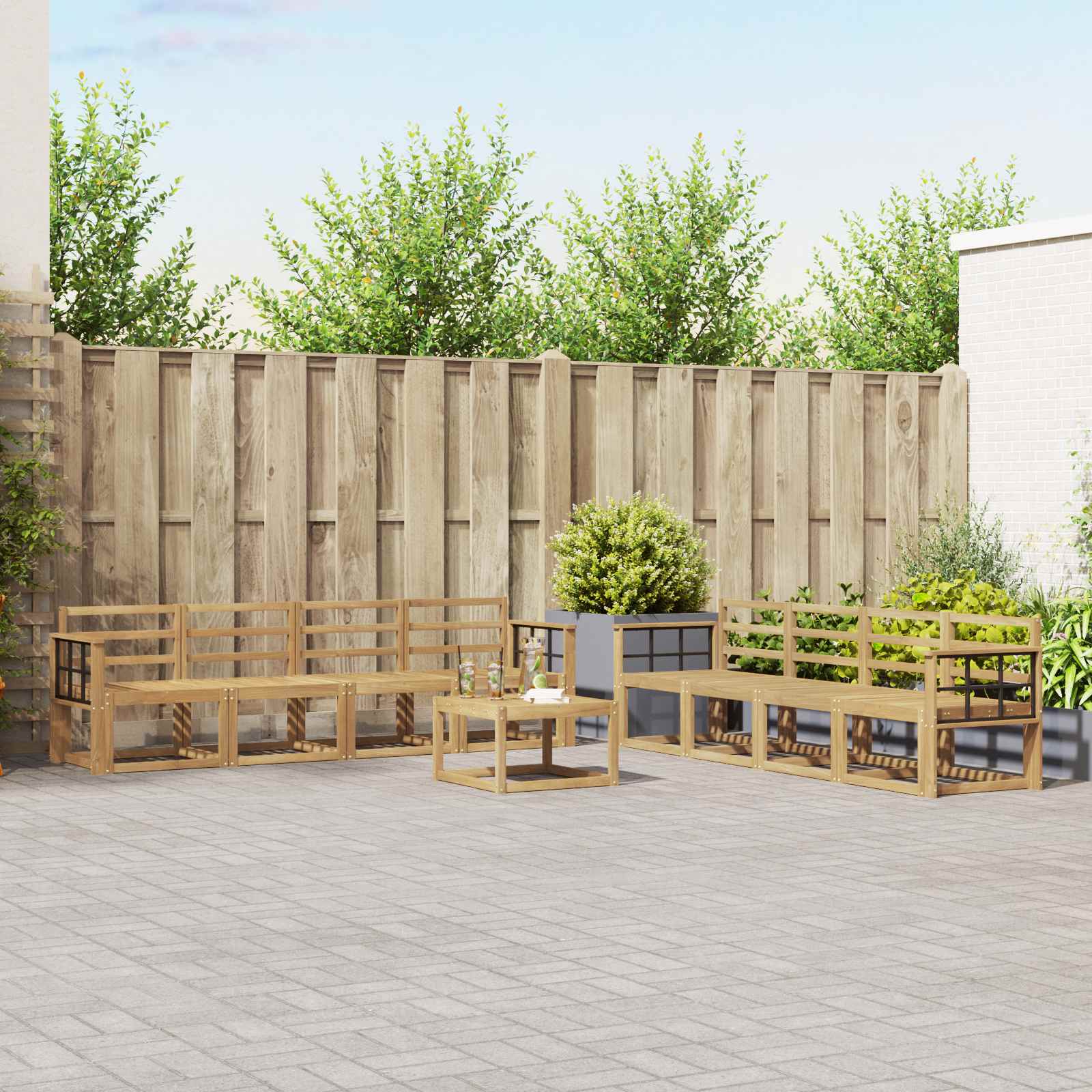 Σειρά Καναπέ Εξωτερικού 9 pcs Λευκό 59 x 59 x 37 εκ - Pakobazaar