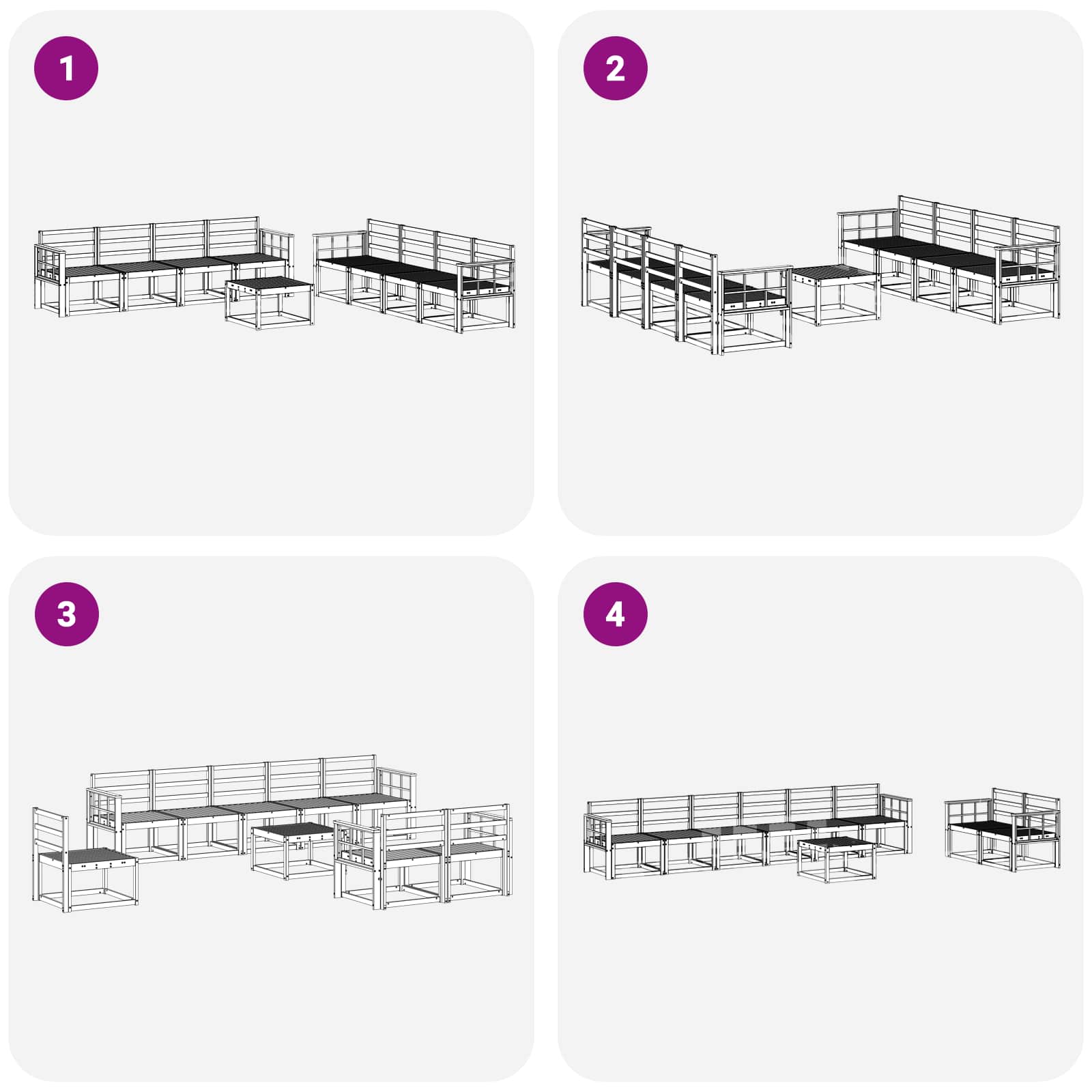 Σειρά Καναπέ Εξωτερικού 9 pcs Λευκό 59 x 59 x 37 εκ - Pakobazaar