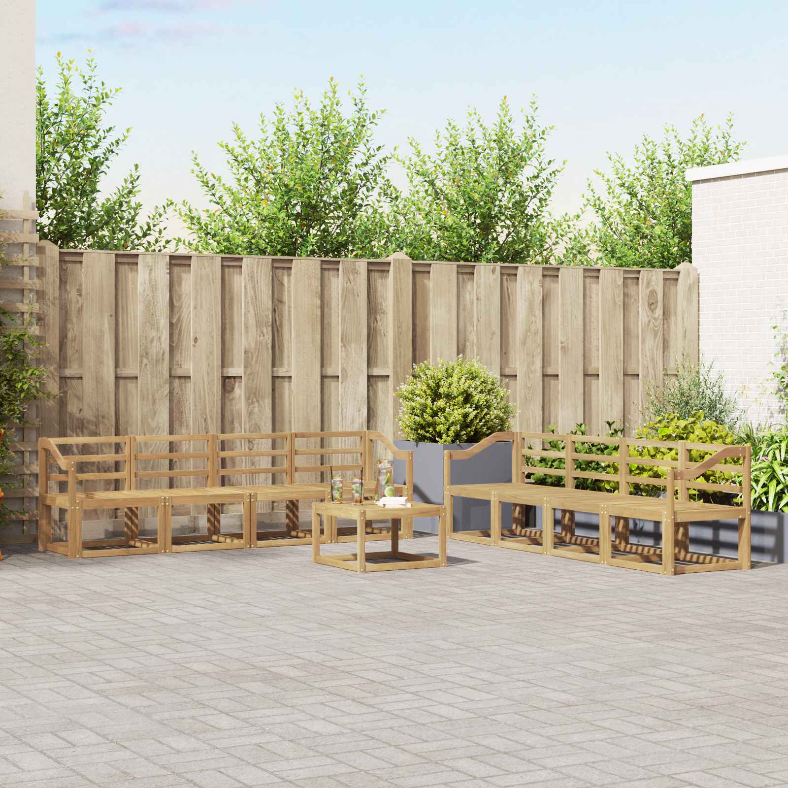 Σειρά Καναπέ Εξωτερικού 9 pcs Λευκό 59 x 59 x 37 εκ - Pakobazaar