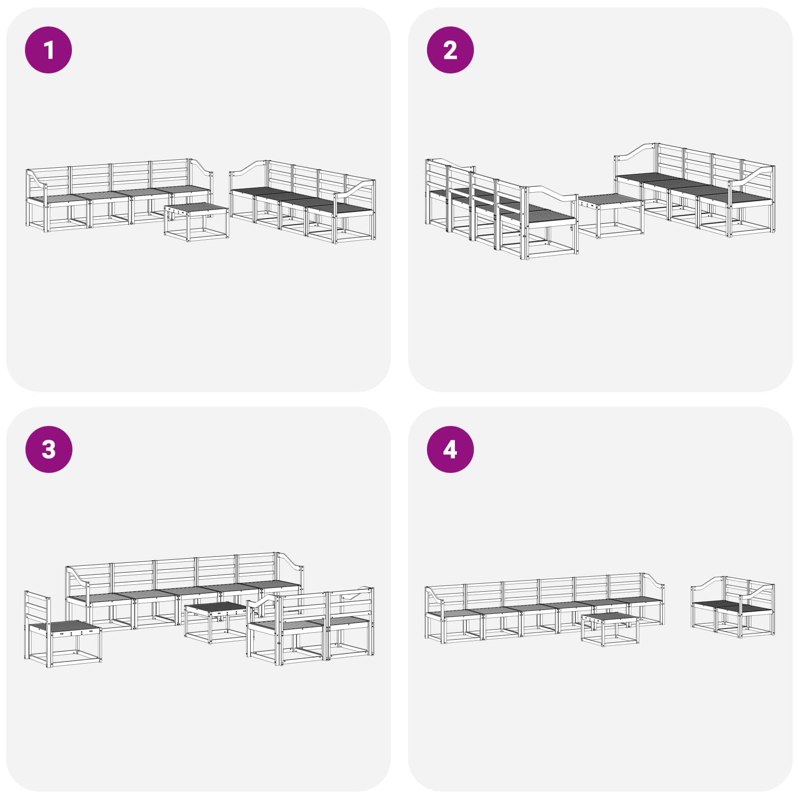 Σειρά Καναπέ Εξωτερικού 9 pcs Λευκό 59 x 59 x 37 εκ - Pakobazaar