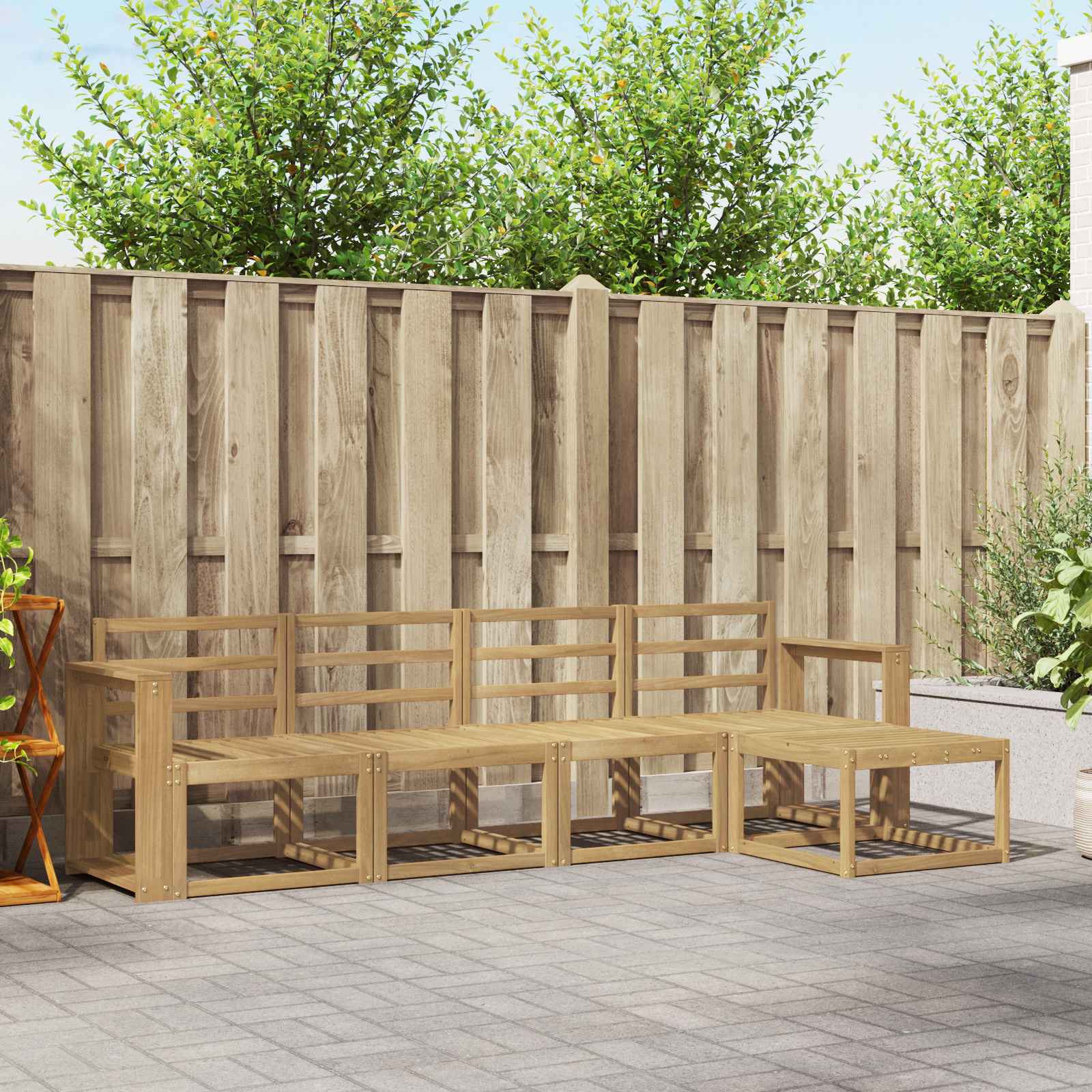 Σειρά Καναπέ Εξωτερικού 5 pcs Λευκό 257 x 122,5 x 73 εκ - Pakobazaar