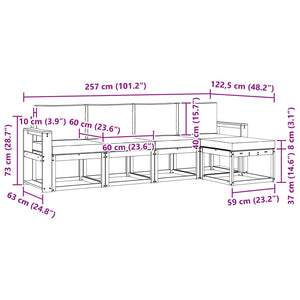 Σειρά Καναπέ Εξωτερικού με μαξιλάρι 5 pcs Λευκό και Κρεμ - Pakobazaar
