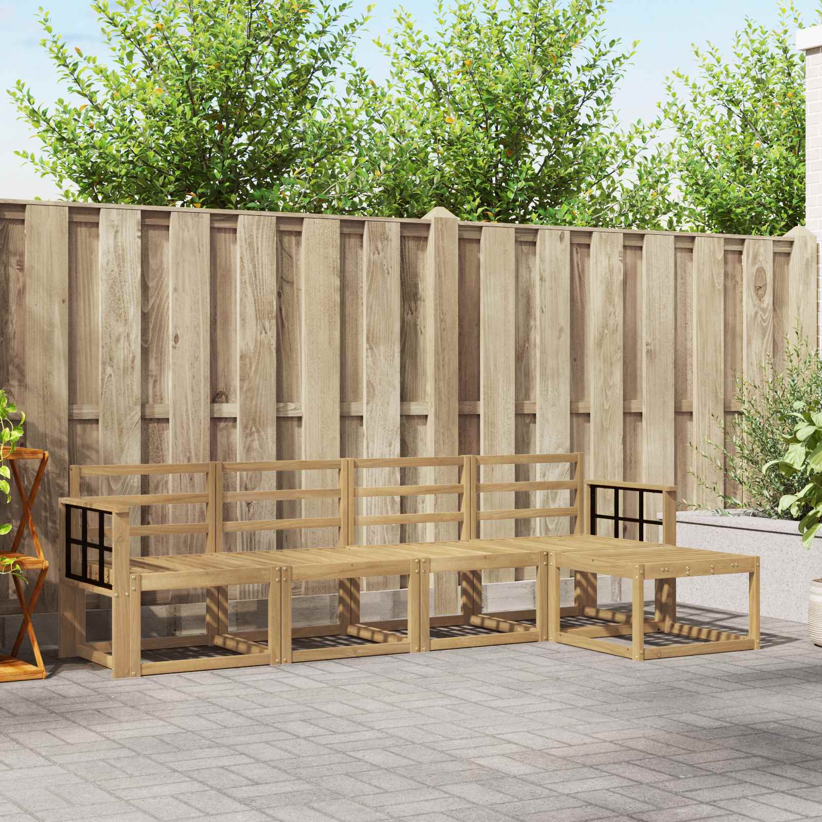 Σειρά Καναπέ Εξωτερικού 5 pcs Λευκό 249 x 122,5 x 73 εκ - Pakobazaar