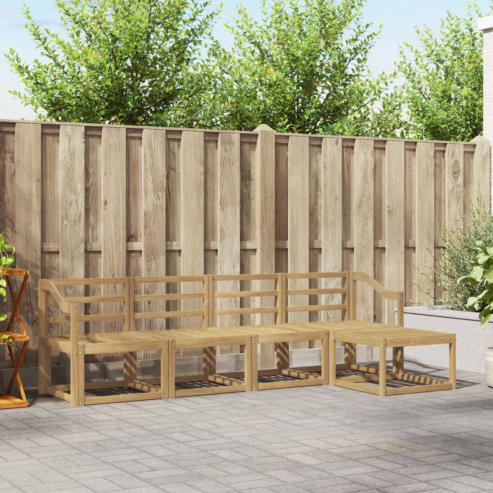 Σειρά Καναπέ Εξωτερικού 5 pcs Λευκό 245 x 122,5 x 73 εκ - Pakobazaar