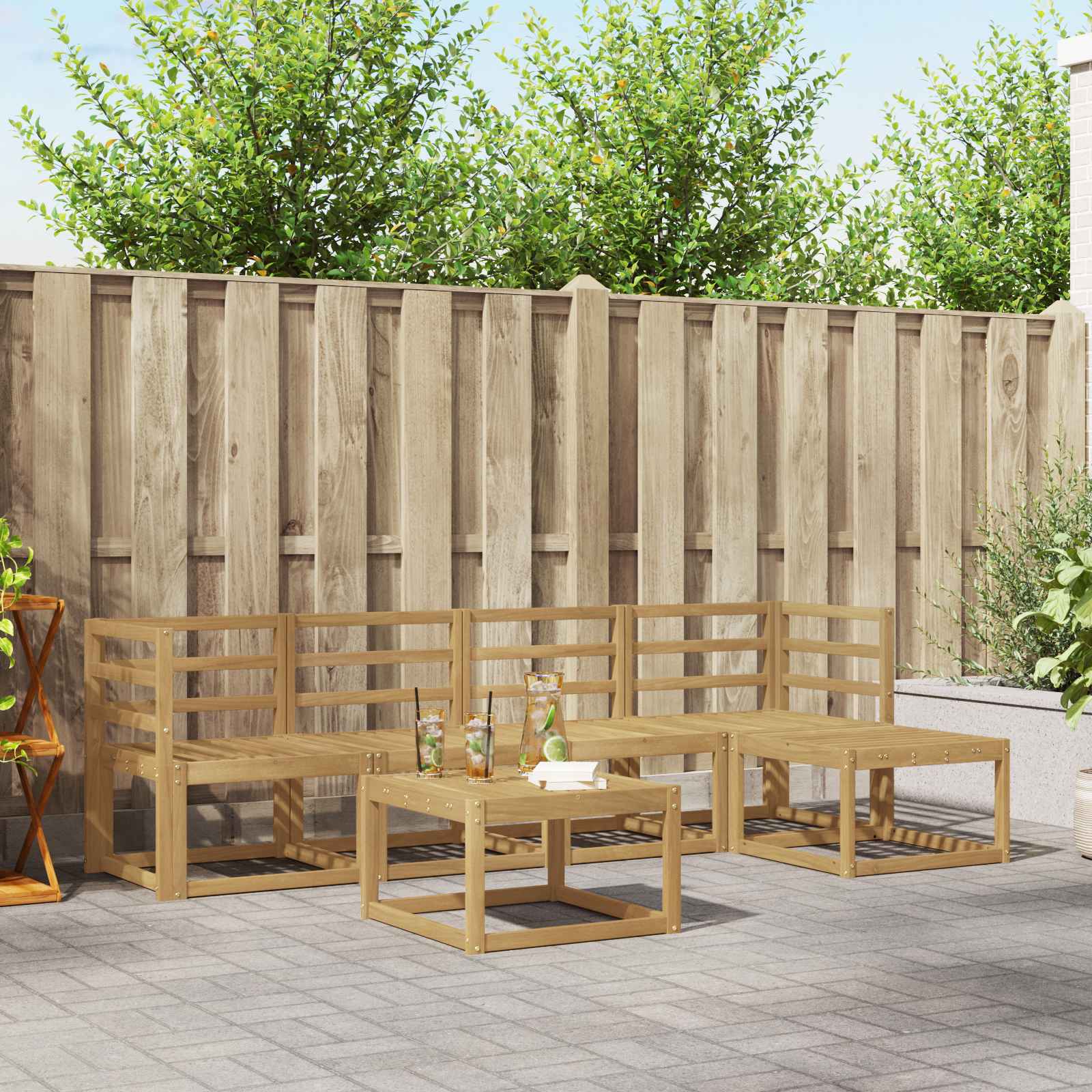 Σειρά Καναπέ Εξωτερικού 6 pcs Λευκό 59 x 59 x 37 εκ - Pakobazaar