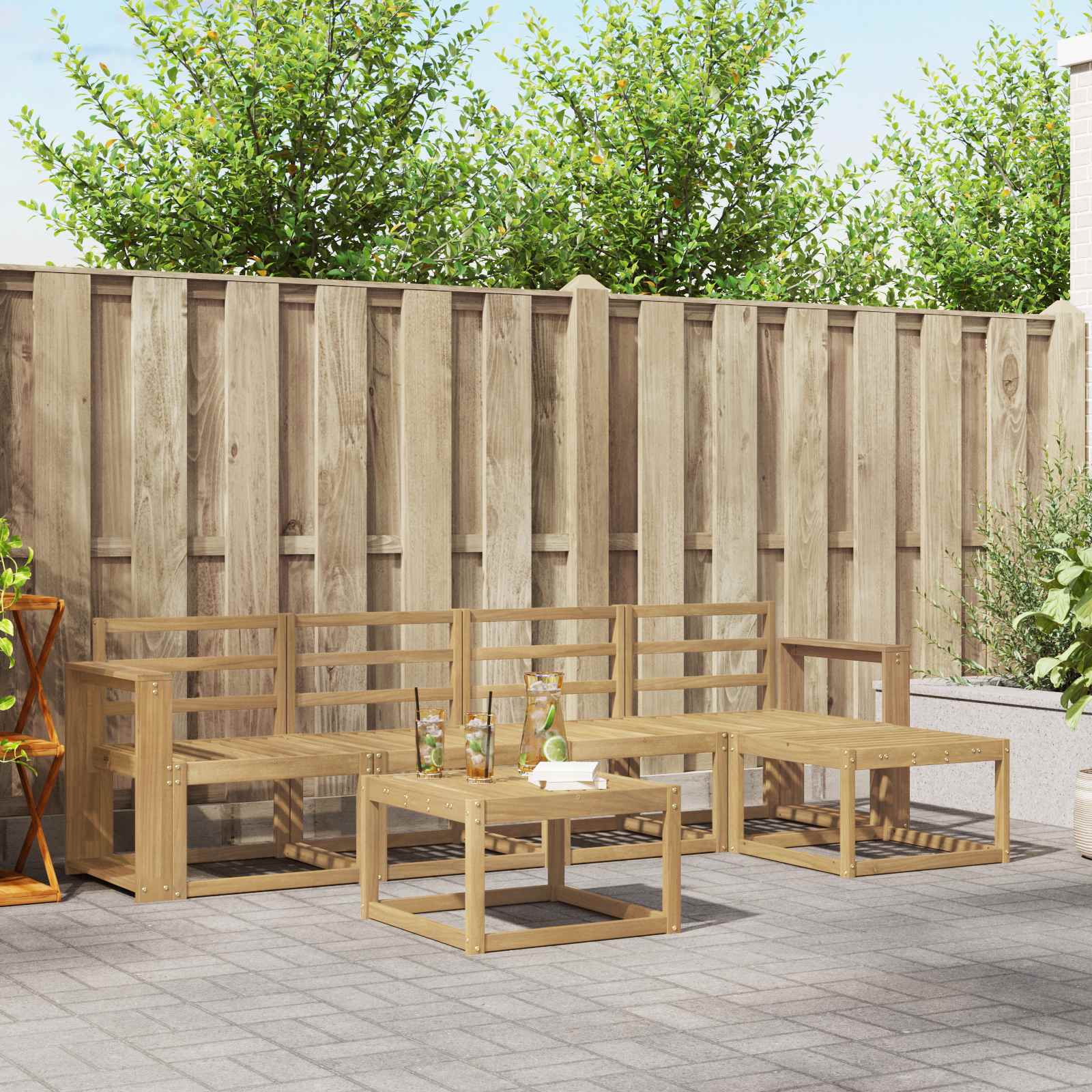 Σειρά Καναπέ Εξωτερικού 6 pcs Λευκό 59 x 59 x 37 εκ - Pakobazaar