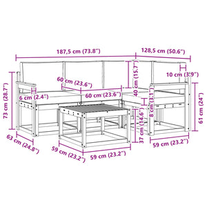 Σειρά Καναπέ Εξωτερικού με μαξιλάρι 5 pcs Λευκό και Μπεζ - Pakobazaar