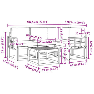 Σειρά Καναπέ Εξωτερικού με μαξιλάρι 5 pcs Άσπρο και Ανθρακί - Pakobazaar