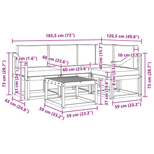 Σειρά Καναπέ Εξωτερικού με μαξιλάρι 5 pcs Λευκό και Μπεζ - Pakobazaar