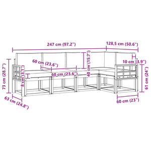 Σειρά Καναπέ Εξωτερικού με μαξιλάρι 5 pcs Λευκό και Κρεμ - Pakobazaar