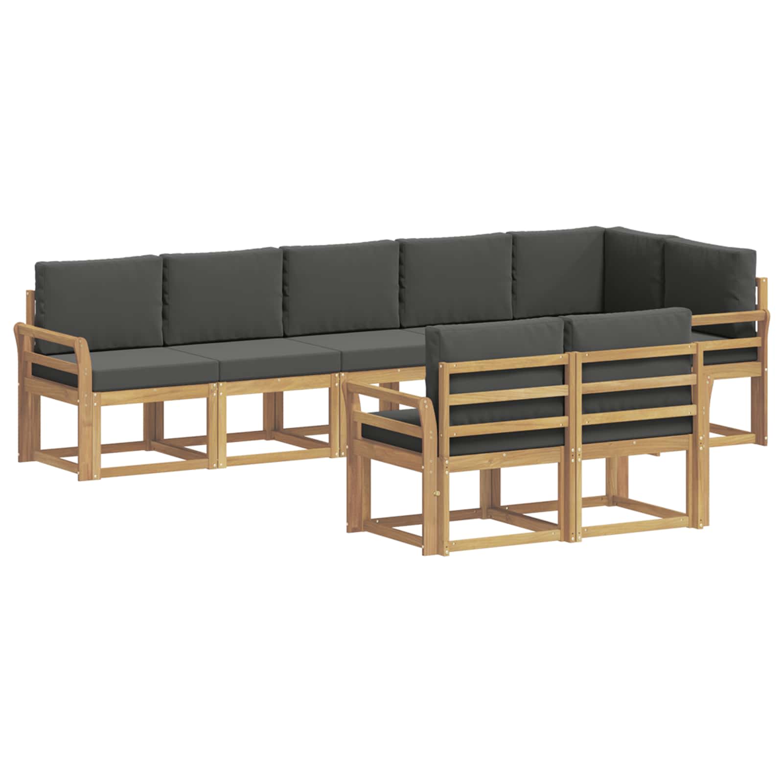 Σειρά Καναπέ Εξωτερικού 8 pcs Άσπρο και Ανθρακί Πολυεστέρας - Pakobazaar