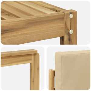Σειρά Καναπέ Εξωτερικού 6 pcs Λευκό και Μπεζ Πολυεστέρας - Pakobazaar