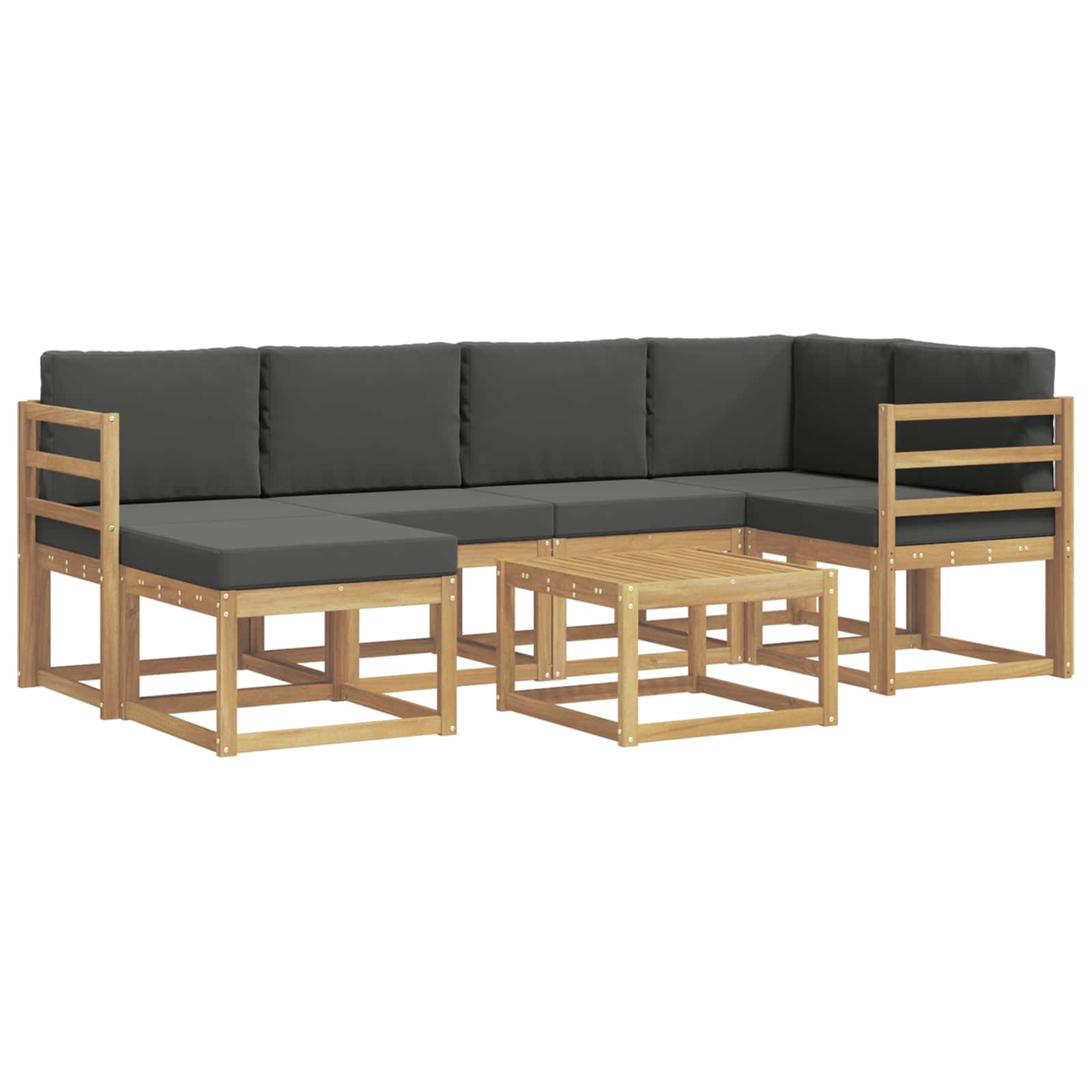 Σειρά Καναπέ Εξωτερικού με μαξιλάρι 7 pcs Άσπρο και Ανθρακί - Pakobazaar