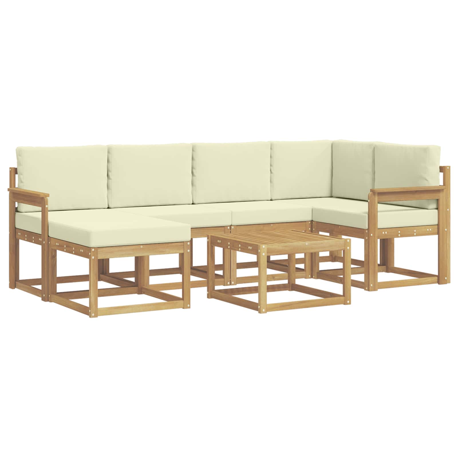 Σειρά Καναπέ Εξωτερικού με μαξιλάρι 7 pcs Λευκό και Κρεμ - Pakobazaar