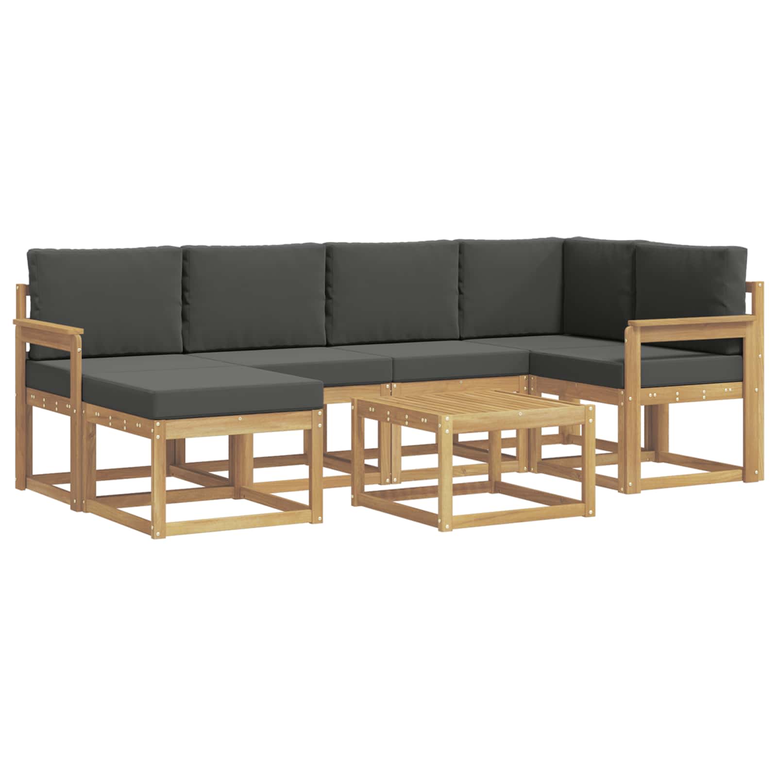 Σειρά Καναπέ Εξωτερικού με μαξιλάρι 7 pcs Άσπρο και Ανθρακί - Pakobazaar