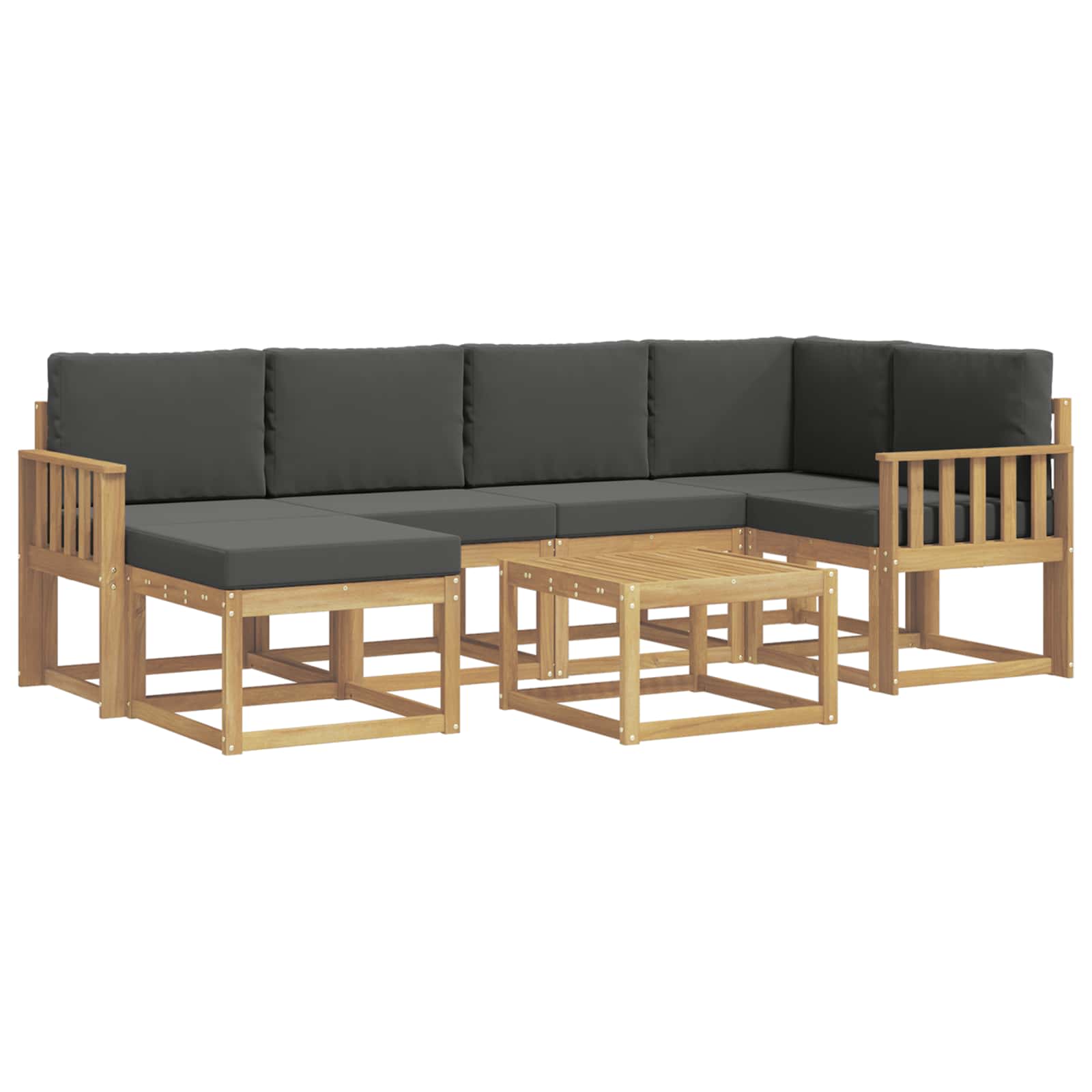 Σειρά Καναπέ Εξωτερικού με μαξιλάρι 7 pcs Άσπρο και Ανθρακί - Pakobazaar