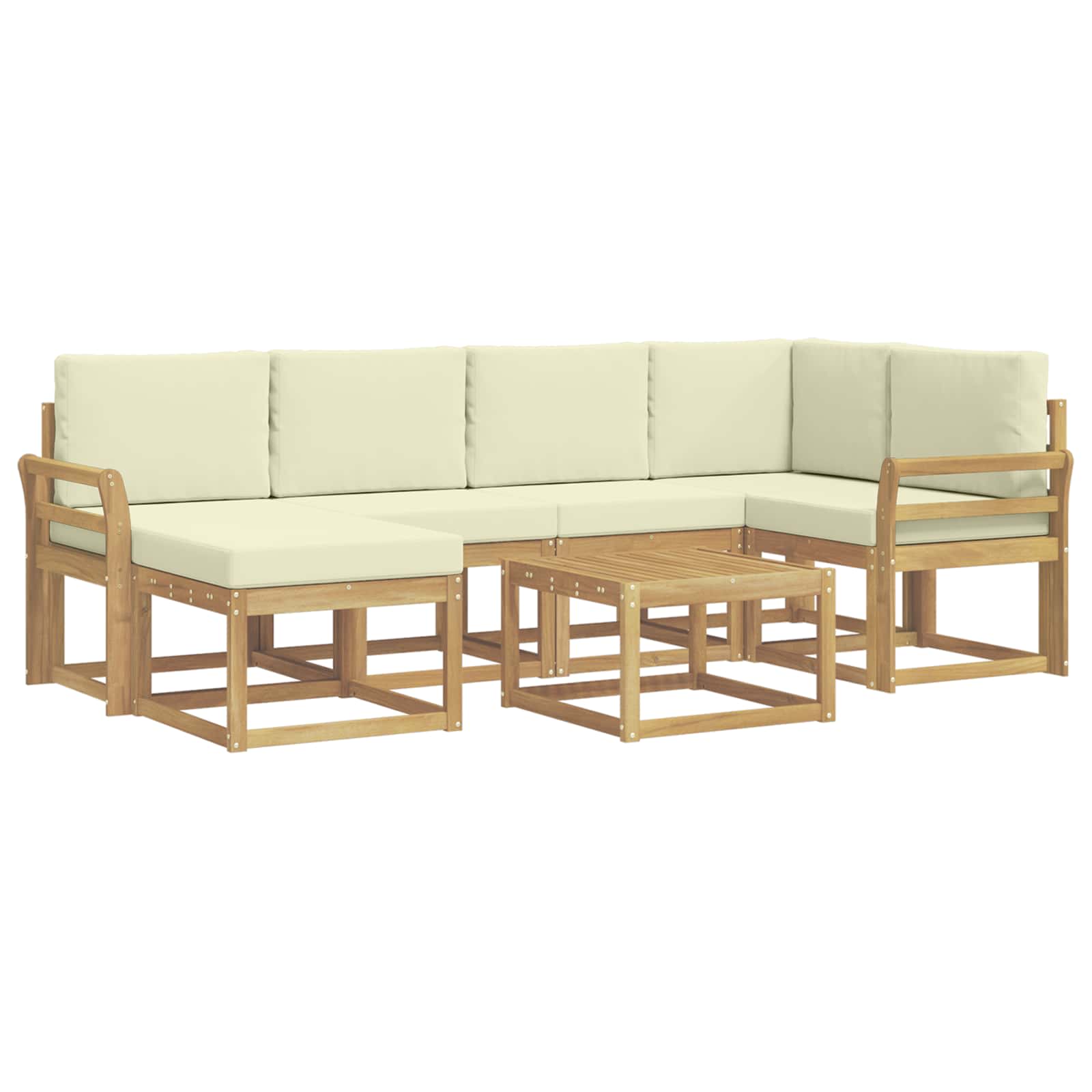Σειρά Καναπέ Εξωτερικού με μαξιλάρι 7 pcs Λευκό και Κρεμ - Pakobazaar