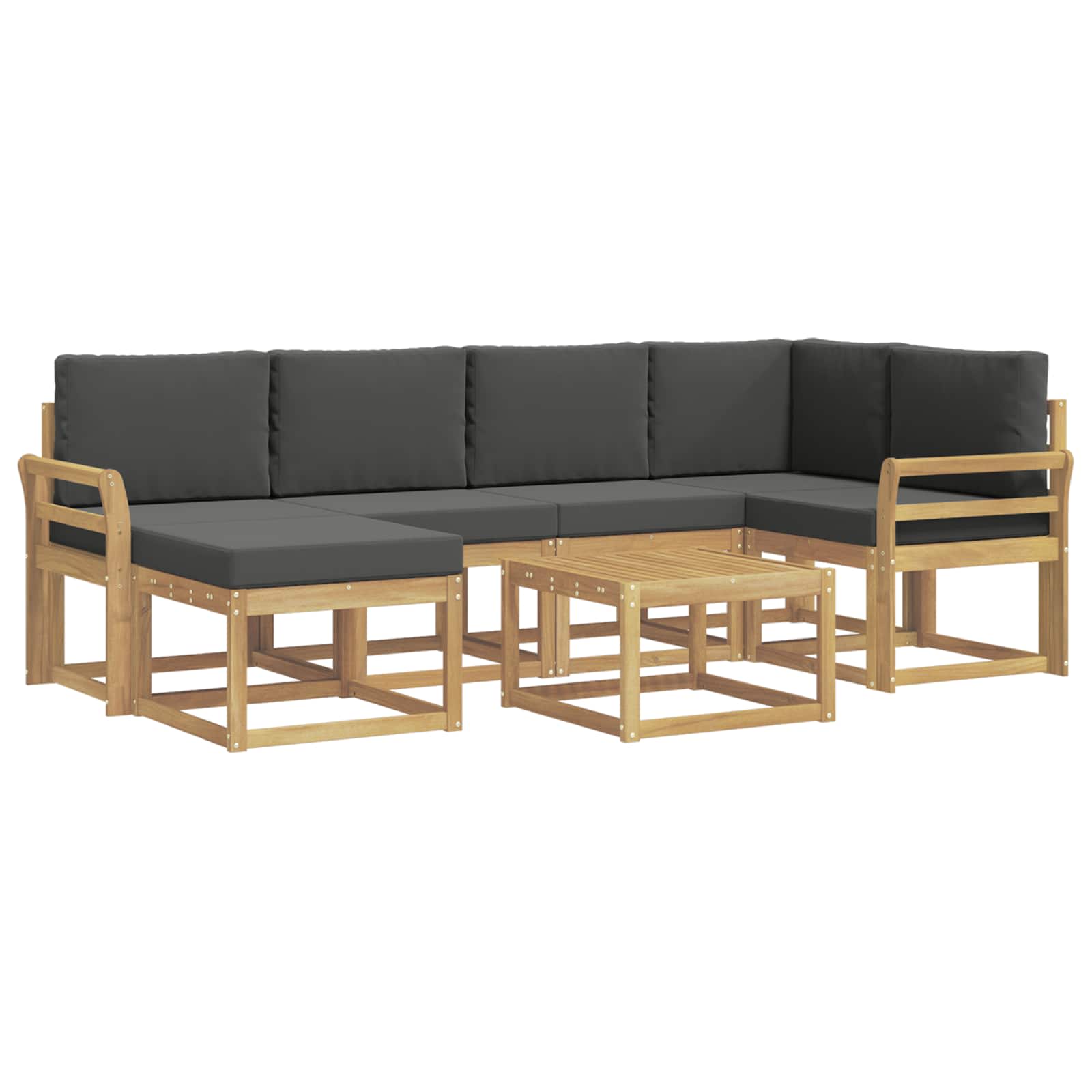 Σειρά Καναπέ Εξωτερικού με μαξιλάρι 7 pcs Άσπρο και Ανθρακί - Pakobazaar
