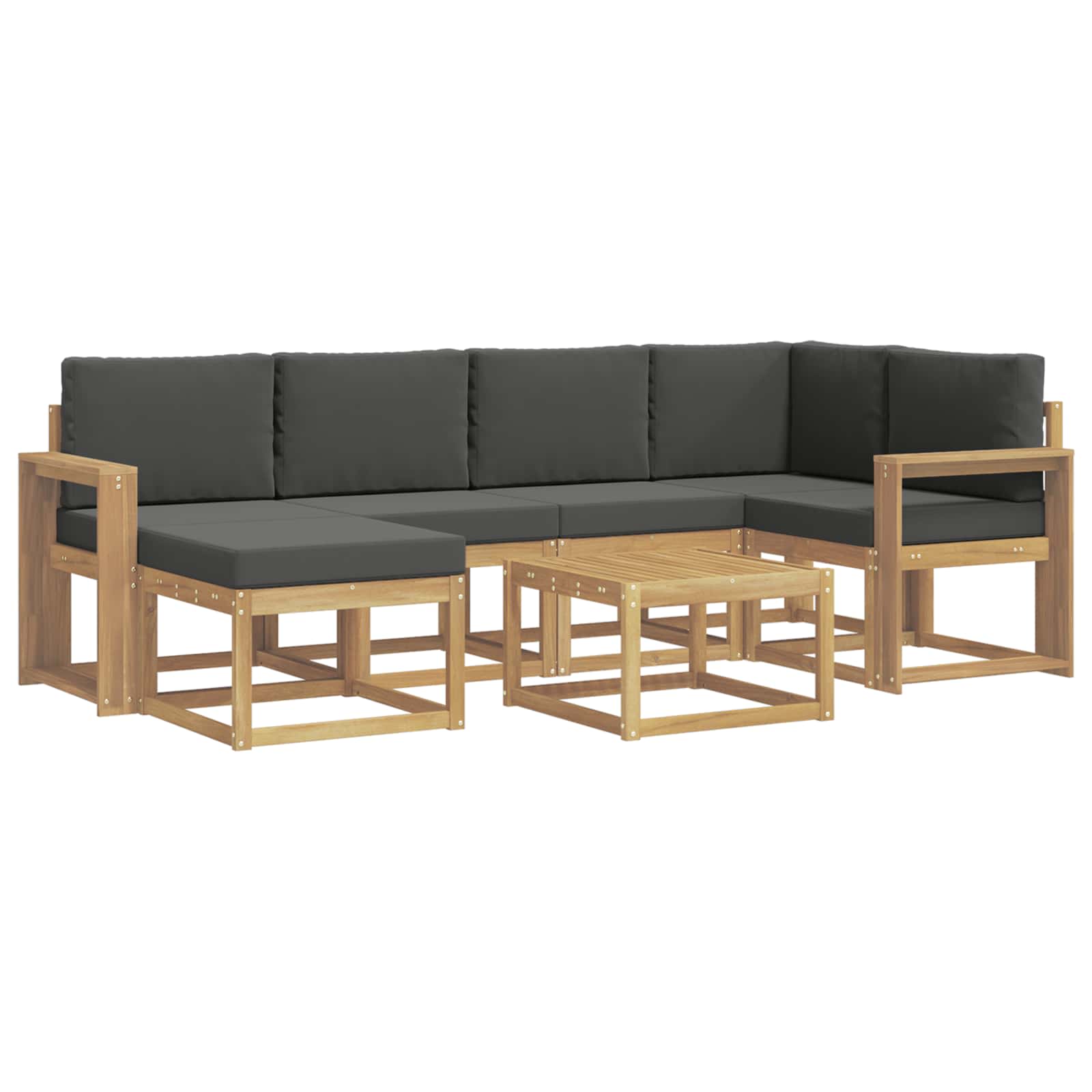 Σειρά Καναπέ Εξωτερικού με μαξιλάρι 7 pcs Άσπρο και Ανθρακί - Pakobazaar