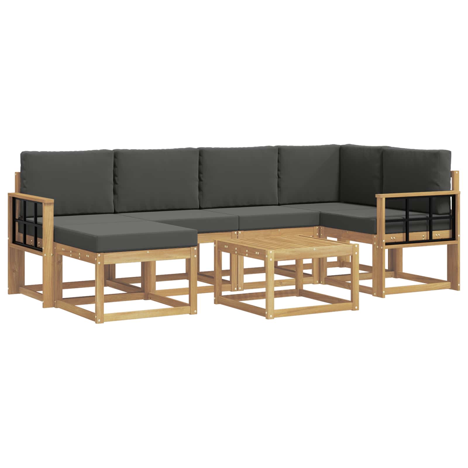 Σειρά Καναπέ Εξωτερικού με μαξιλάρι 7 pcs Άσπρο και Ανθρακί - Pakobazaar