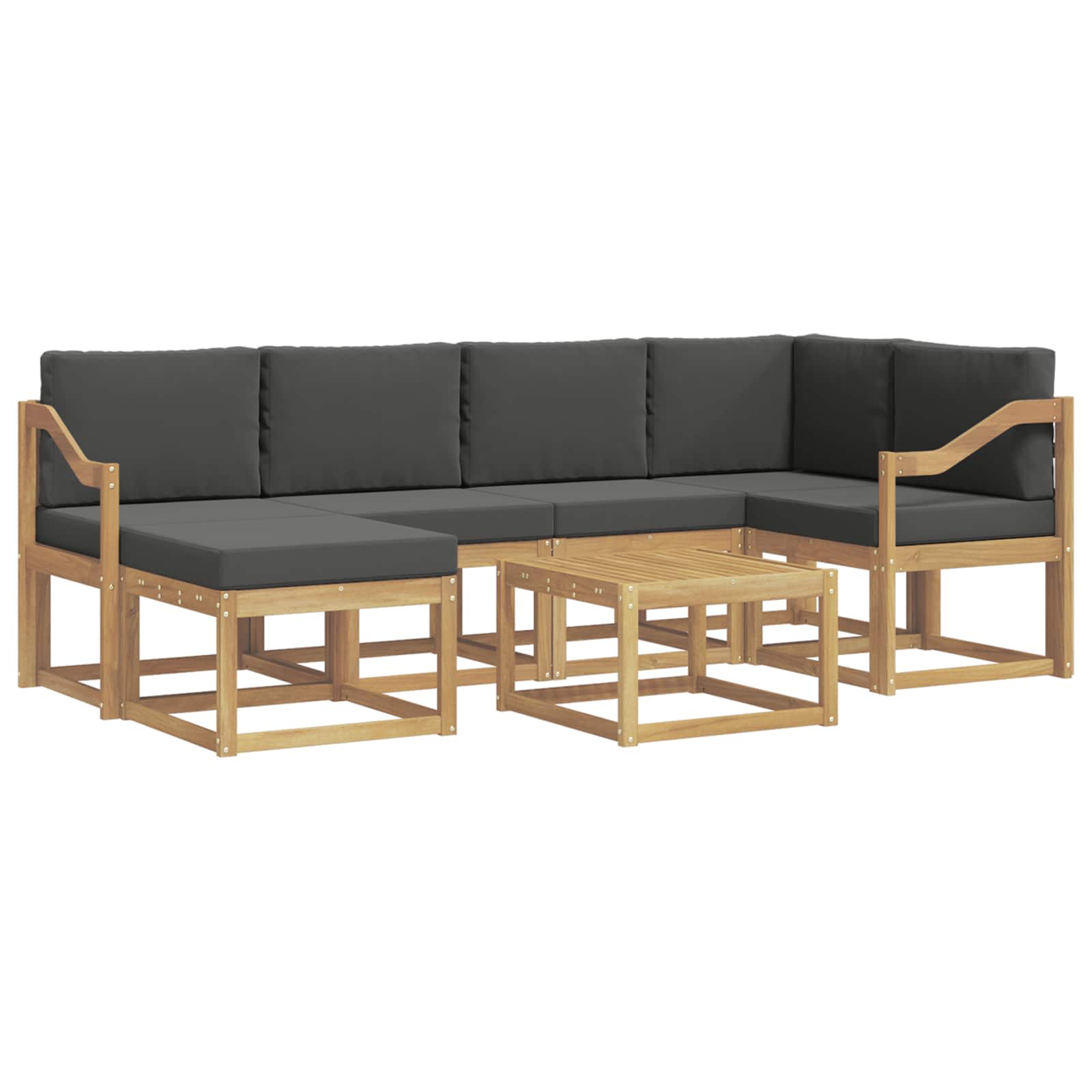 Σειρά Καναπέ Εξωτερικού με μαξιλάρι 7 pcs Άσπρο και Ανθρακί - Pakobazaar
